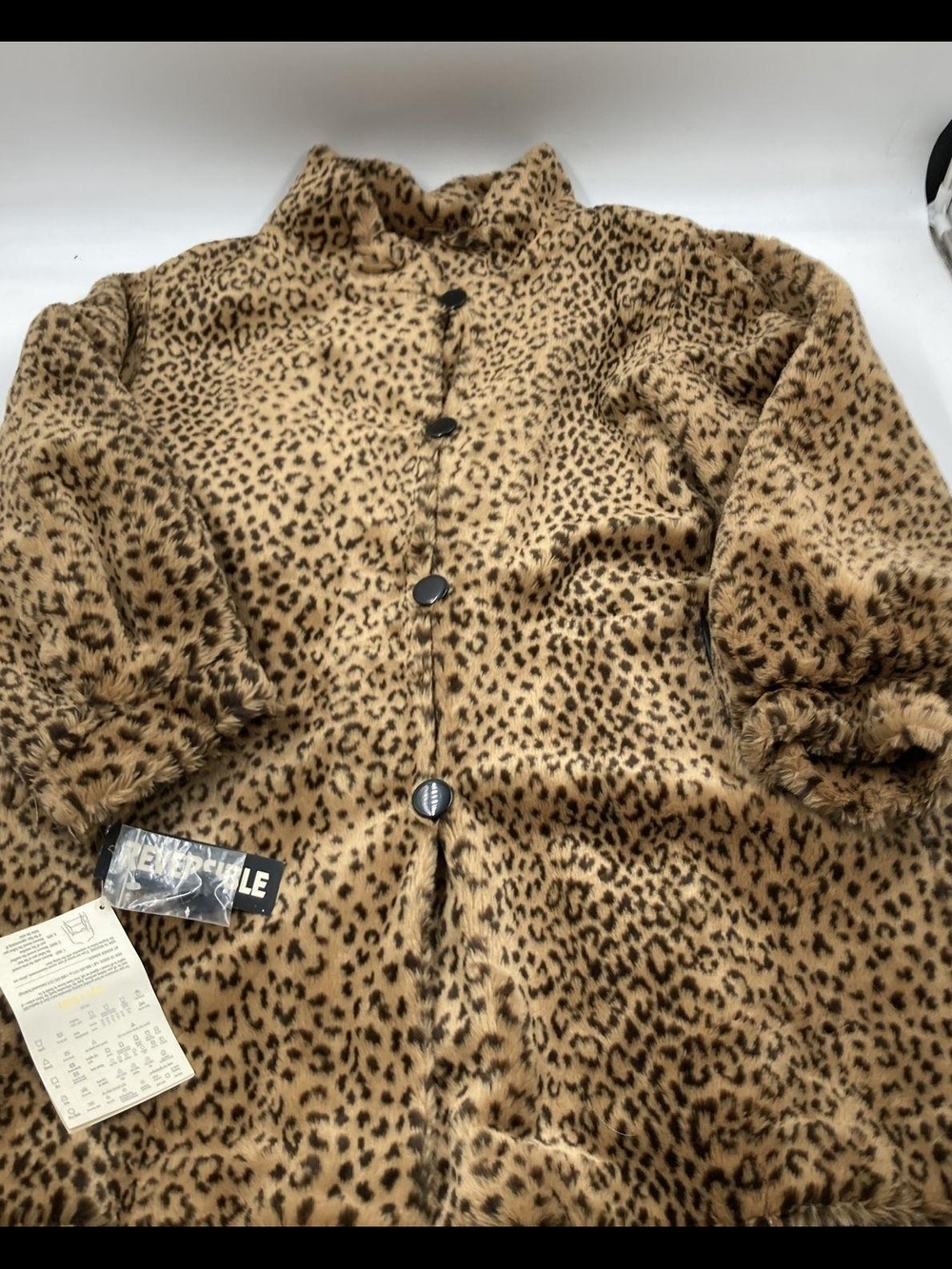 Leopard Print Reversible Faux Fur Coat - Tan & Black